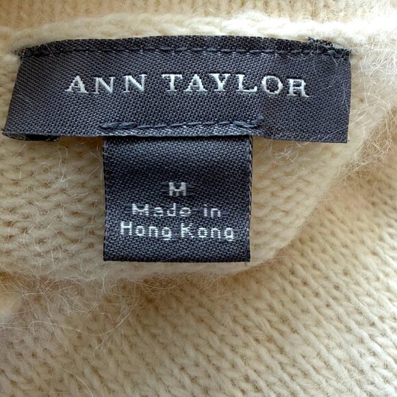 Ann Taylor Ivory Angora Blend Cardigan Sweater Button Front Size Medium Women - Picture 8 of 9
